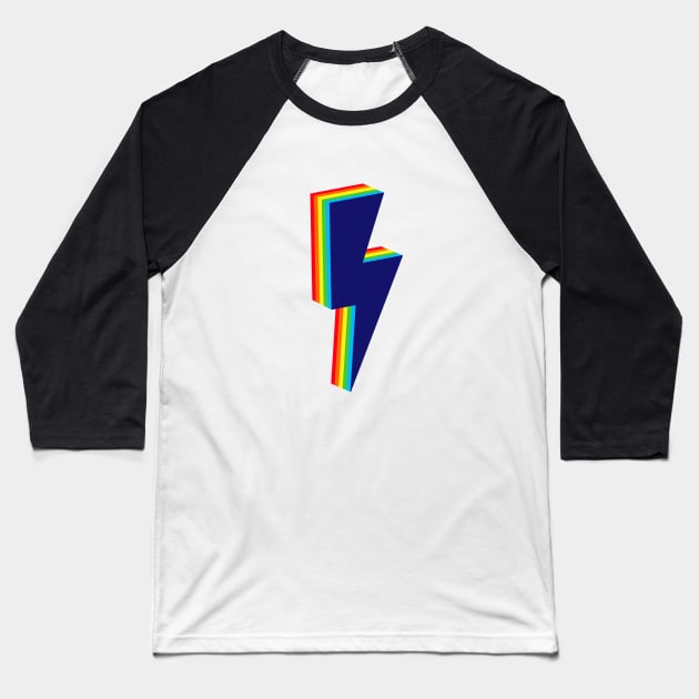Rainbow Layered Lightning Bolt Baseball T-Shirt by OneThreeSix